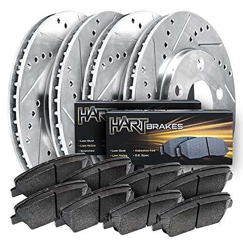 Hart Brakes Front Rear Brakes And Rotors Kit |Front Rear Brake Pads| Brake Rotors And Pads| Ceramic Brake Pads And Rotors |Fits