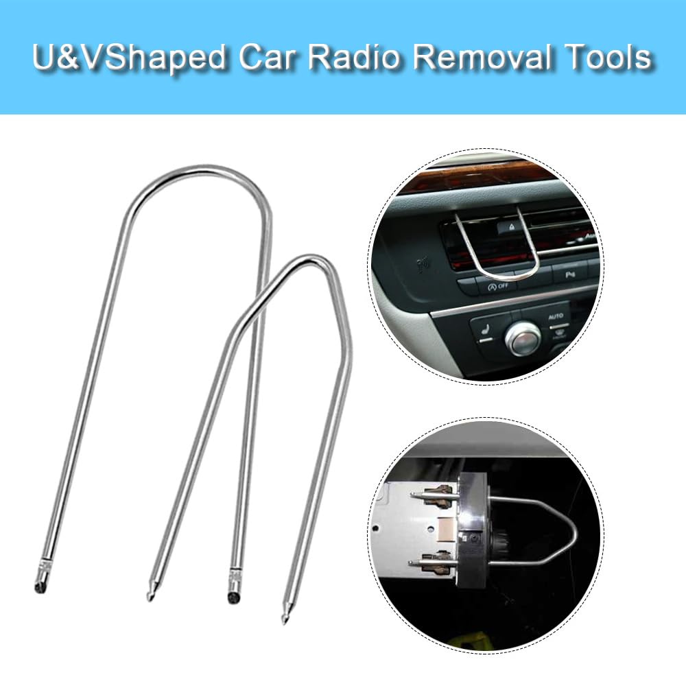 Yienakfun Automotive Car Radio Removal Pry Tool Kit 2 U-Shaped And 2 V-Shaped For Disassembly Of Most Car Cd Audio Frequency Con