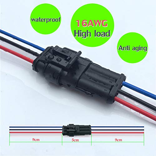Yetor Way Car Waterproof Electrical Connector,16 Awg 3 Pin Plug Auto Electrical Wire Connectors Marine For Car, Truck, Boat, And