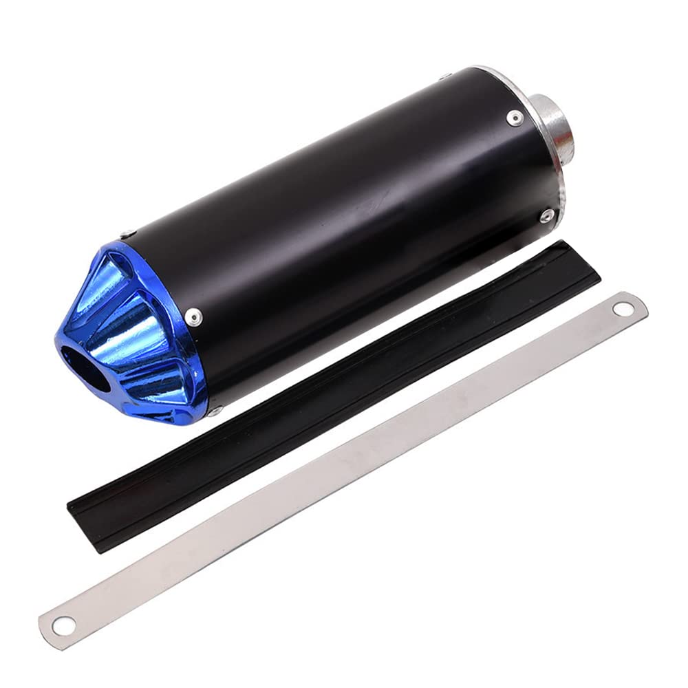 Aluminum Blue 28Mm Motorcycle Exhaust Muffler With Clamp For 50Cc 70Cc 90Cc 110Cc 125Cc Chinese Pit Trail Dirt Bike Mini Motocross Motorcycle Crf50 Xr50 Klx Coolster Ssr Thumpstar Lifan