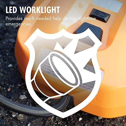 Wagan EL7302 12V DC Digital Set Air Compressor 120 PSI with LED Work Light Portable Tire Inflator Air Pump for Car, Trucks, Motorcycles and Other Inflatables