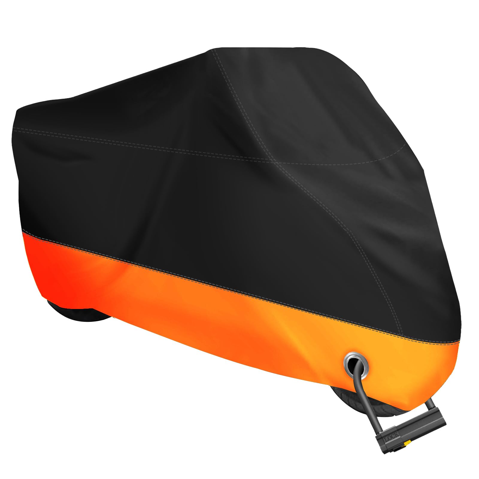 Xyzctem Motorcycle Cover,All Season Black&Orange Waterproof Outdoor Sun Motorcycle Cover,Fits Up To 97'' Motors