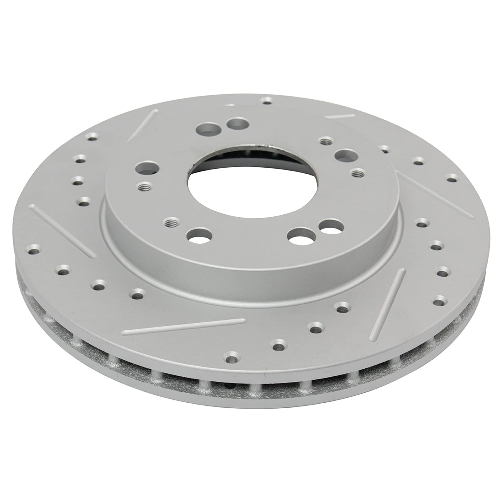 Trq Performance Disc Brake Rotor Drilled & Slotted G-Coated Front Pair