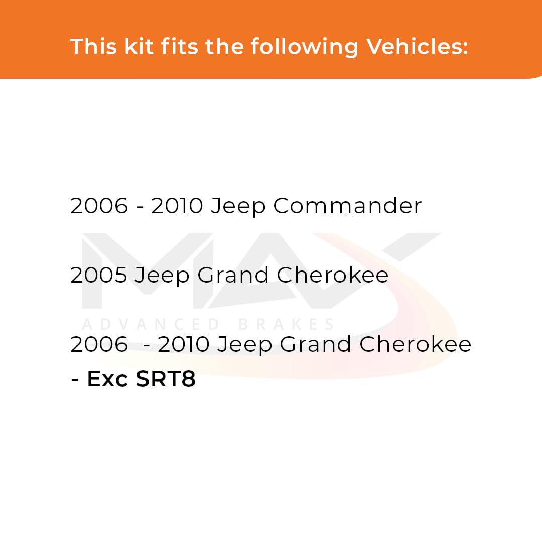 Max Advanced Brakes Rear Brake Kit Compatible With 2005-2007 2008 2009 2010 Jeep Commander Grand Cherokee Exc Srt8 Replacement P