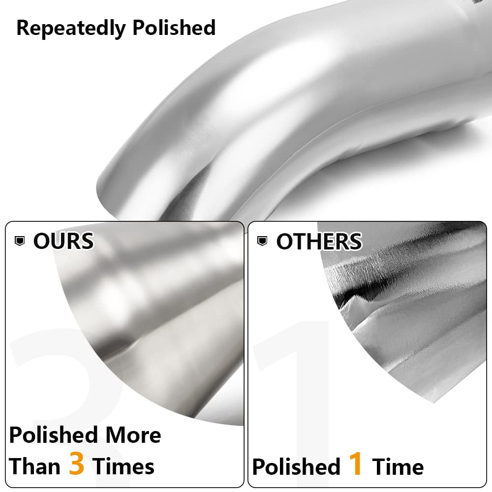 Turn Down Exhaust Tip 2.5' Inlet, A-Karck Polished Tailpipe Tip With 2.5' Inlet & Outlet 9' Overall Length, Stainless Steel Structure For High Temperature Resistance