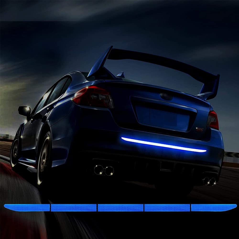 Jinyunduosp Car Bumper Warning Stickers 36 'Strong Reflective Striped Stickers, Waterproof Self-Adhesive Car Trunk Visible At Night (Blue)