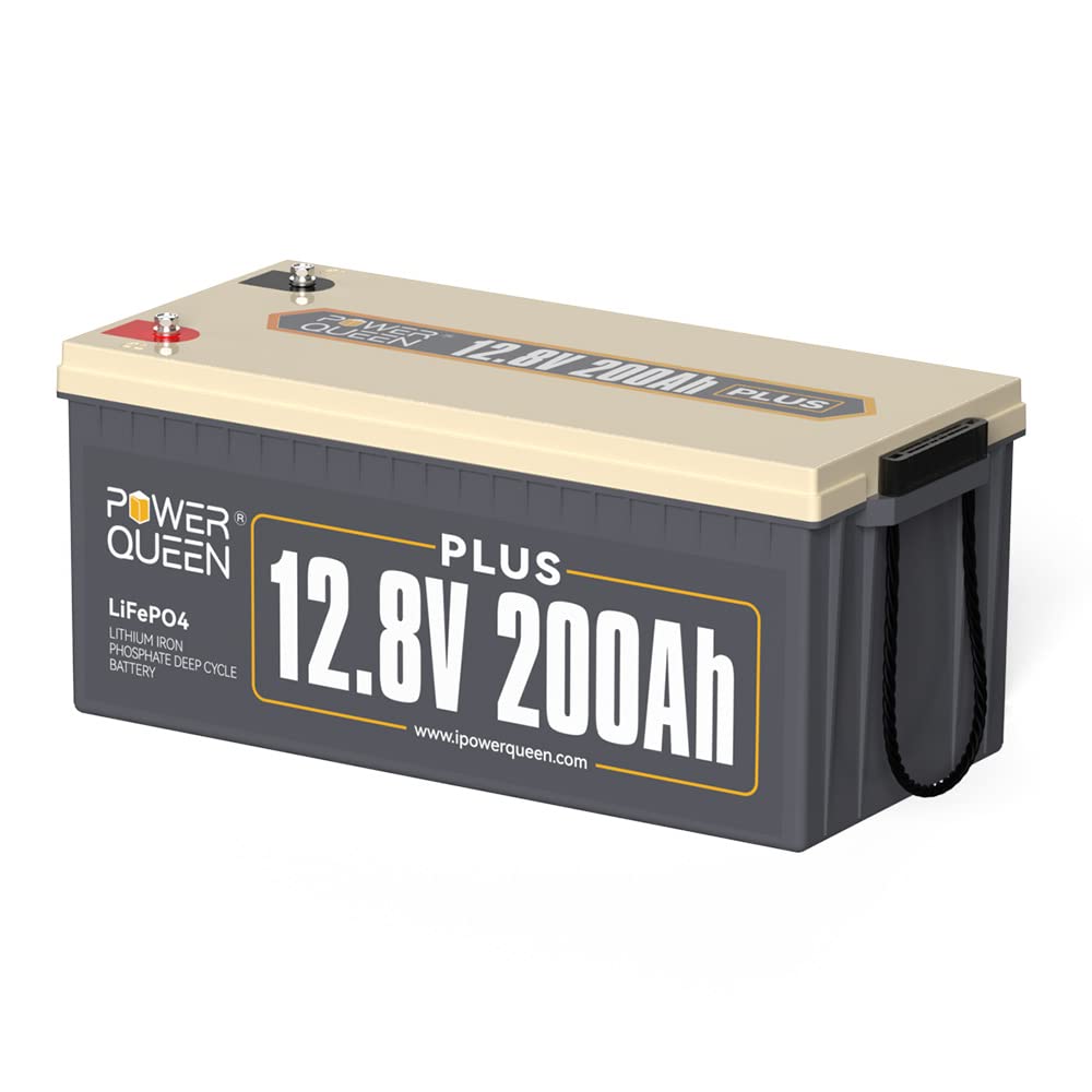 Power Queen 12V 200Ah Plus Lifepo4 Battery, Built-In 200A Bms, 2560Wh Lithium Battery,Up To 15000 Cycles, Deep Cycle Battery For