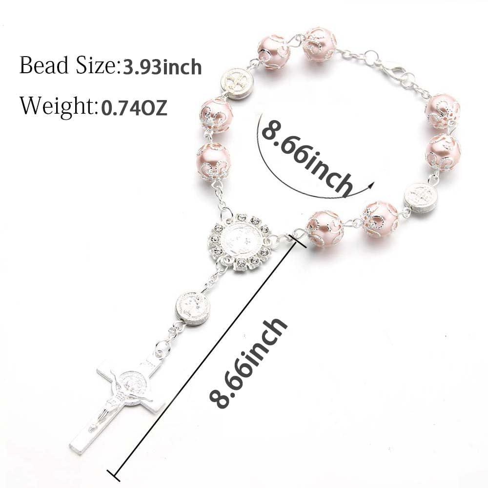 2 Pieces Car Rosary Car Mirror Hanging Accessories,Car Rosary&Cross Pendant Car Interior Accessories,Car Rearview Mirror Hanging