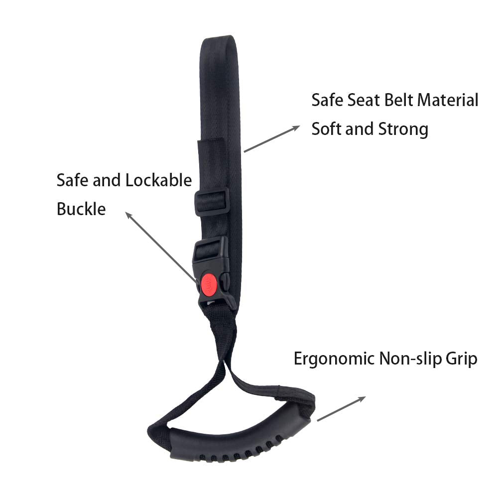 ZipSeven Heavy Duty Portable Car Handle - Black Automotive Assistance Grab Bar for Elderly & Disabled - Standard Size Mobility Aid