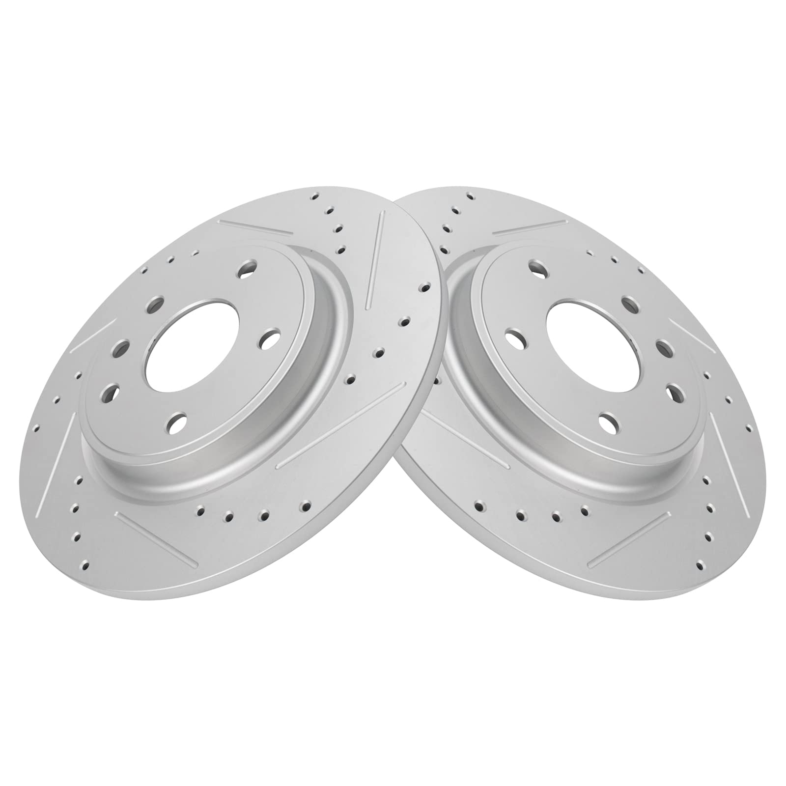 Trq Rear Performance Brake Rotors Set Premium G-Coated Cross Drilled & Slotted Compatible With 2017-2024 Chrysler Pacifica