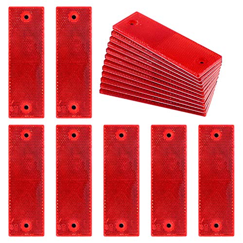 Swpeet 20Pcs Universal Red Plastic Rectangular Stick-On Car Reflector Sticker, Door Reflectors Interior Red Compatible Warning P