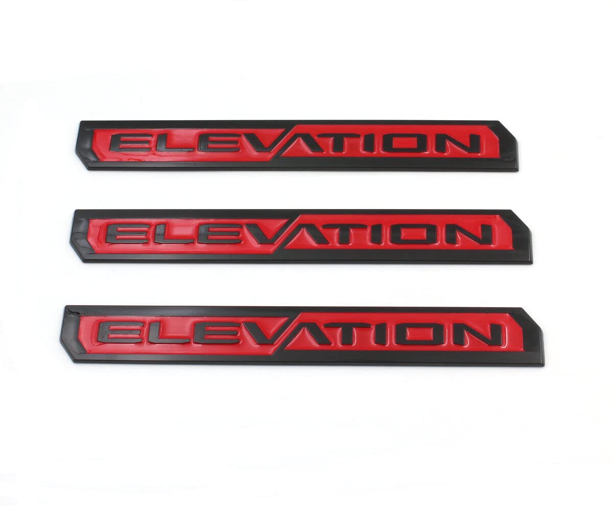 Set of 3 Elevation Emblems Door Tailgate 3D Badge Nameplate Replacement for 2019-2021 Sierra 84682634 (Red)