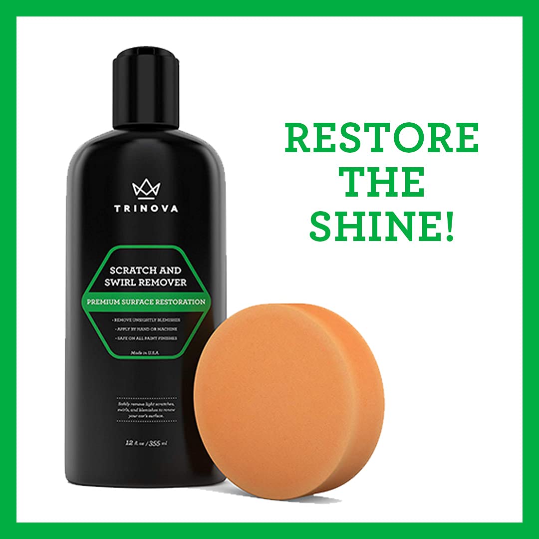 TriNova Scratch Swirl Remover Kit - 12 fl oz Aluminum Oxide Polish, Black, Model 33320