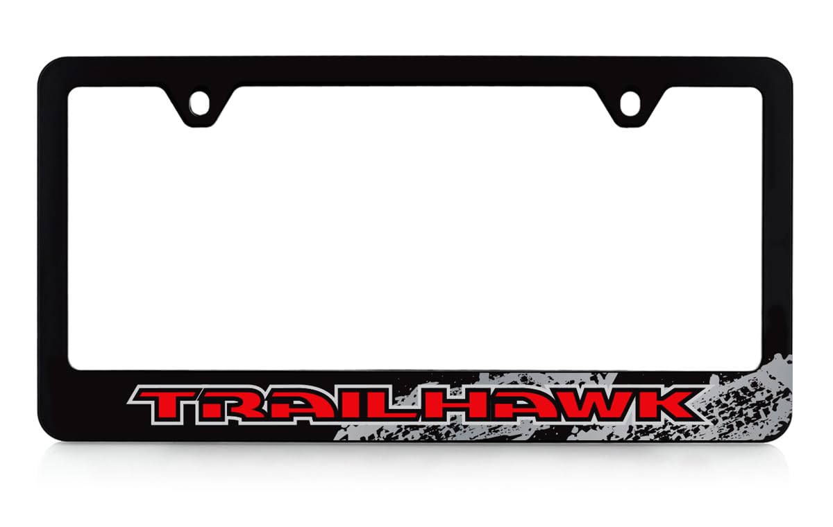 Jeep Trailhawk Uv Printed Black Plastic License Plate Frame - Trailhawk Wordmark