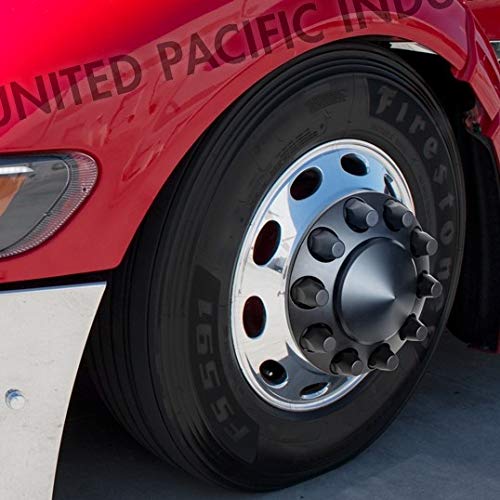 United Pacific 10339 - Axle Hub Cover - Matte Black Pointed Front Axle Cover With 33Mm Thread-On Nut Cover