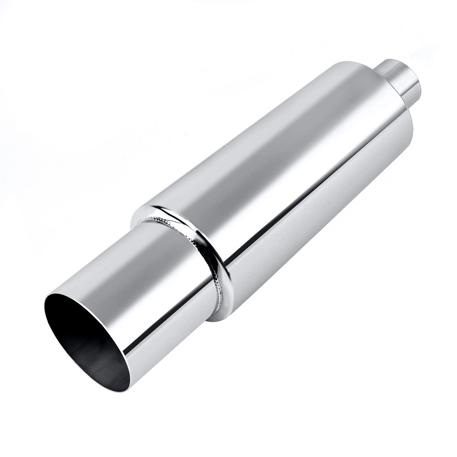 Evil Energy Exhaust Muffler,Stainless Steel Exhaust Tip,Universal 18.5 '' Length (Non Burnt,2.5 '' Inlet 4 '' Outlet)