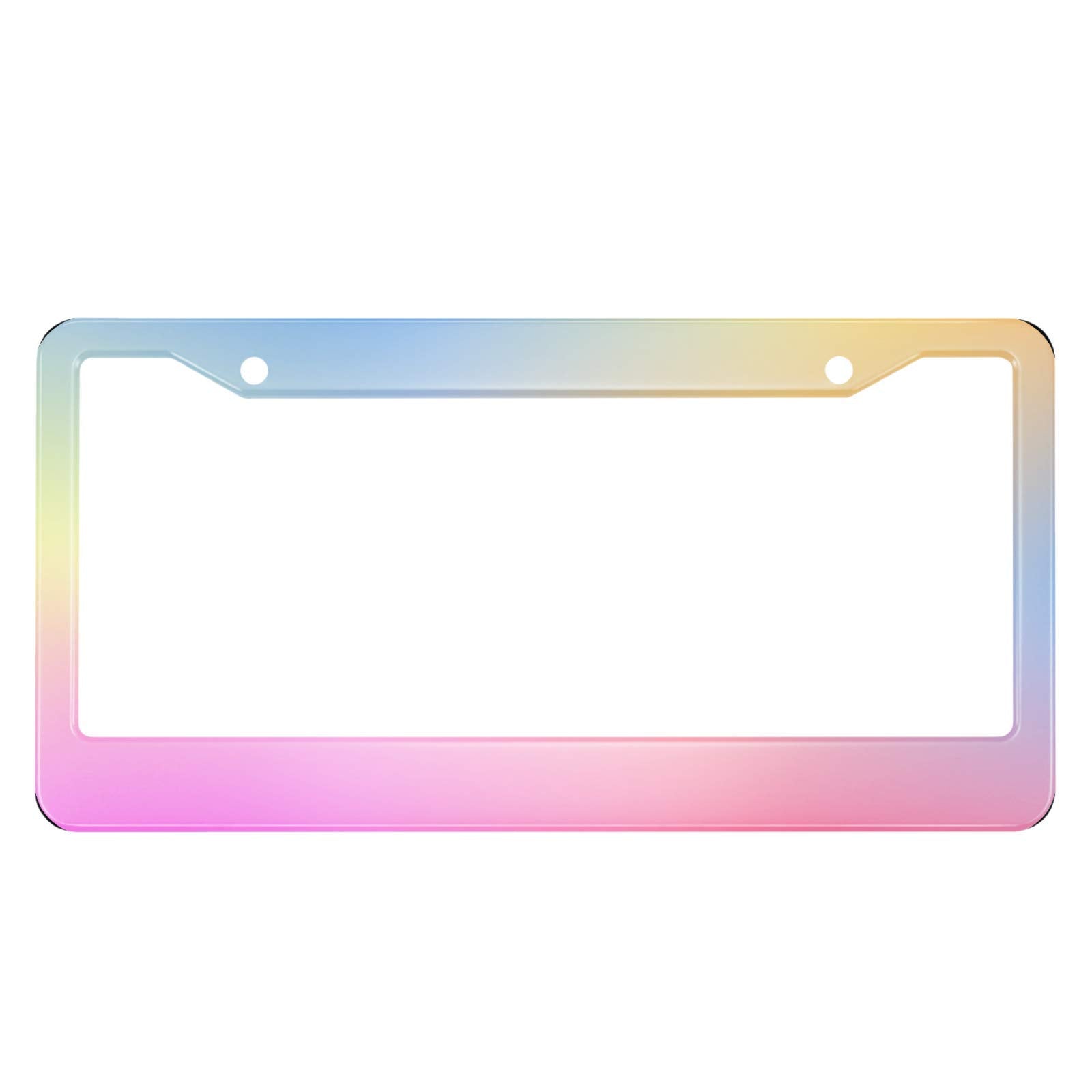 HOSNYE Polish Mirror License Plate Frame Gradient Pink Yellow Blue Metal License Plate Cover Front Plates Frames Car Tag Frame f