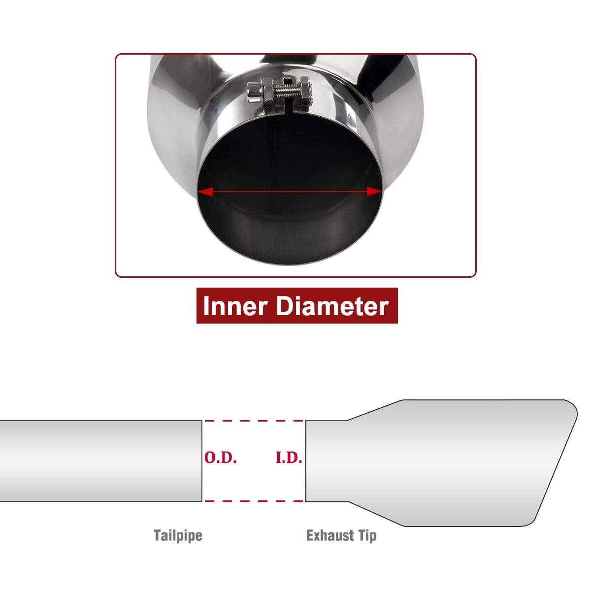 Upower 4 '' To 10 '' Exhaust Tip Mirror Polished 4 Inch Inlet 10 Inch Outlet Exhaust Tailpipe 18 '' Length Bolt-On 45 Degree Ang