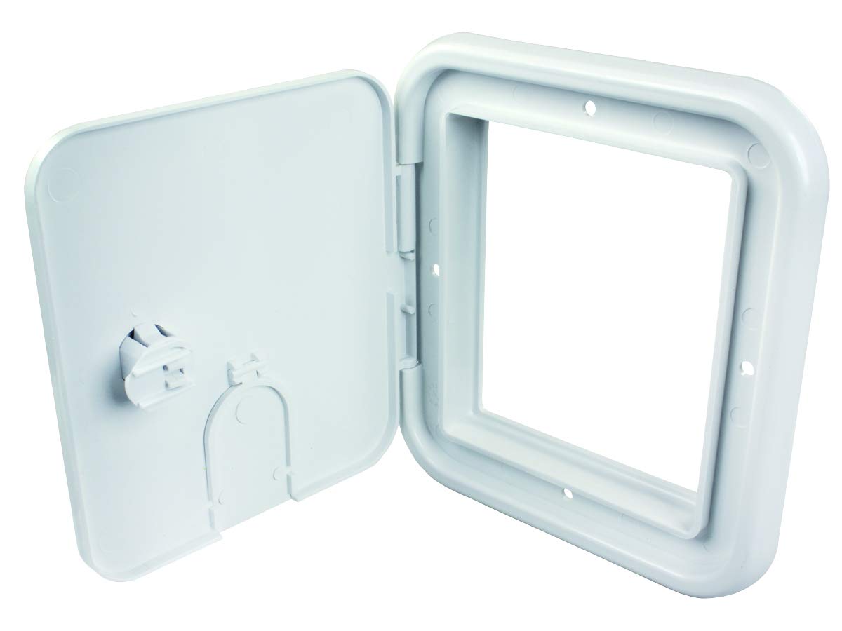 Thetford 94333 Small 30/50 Amp Electric Cable Hatch With Keyed Entry - Polar White