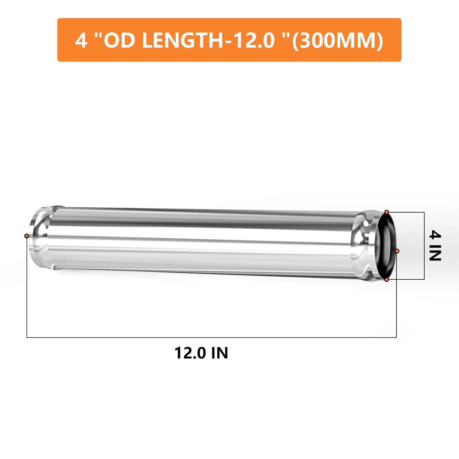 Gasher 1Pcs 12''(300Mm) Aluminum Alloy Tube 4''Od Intercooler Pipe With Bead Roll For Intake And Cooling Systems