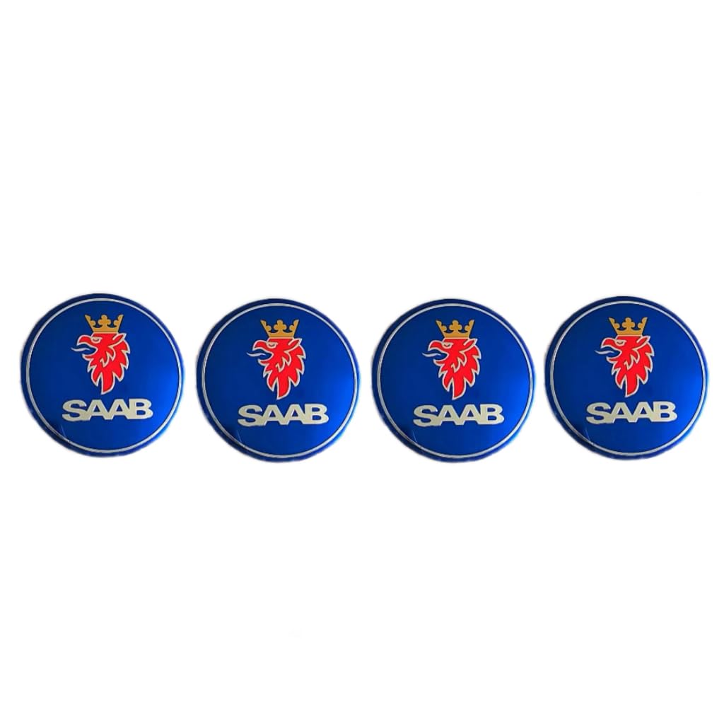 Jdclubs 4Pcs 2.22Inch Car Logo Abs Material Wheel Center Cap Sticker Wheel Emblem Badge Logo Stickers (Fit Saab Blue)