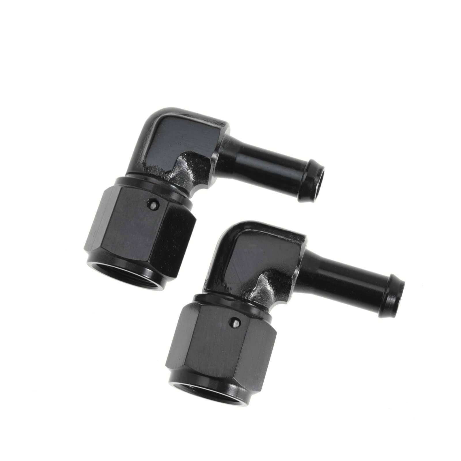 Female 6AN to 5/16 Hose Fuel Fittings 90 Degree Swivel Oil Line Pipe Adapter Black 2PCS