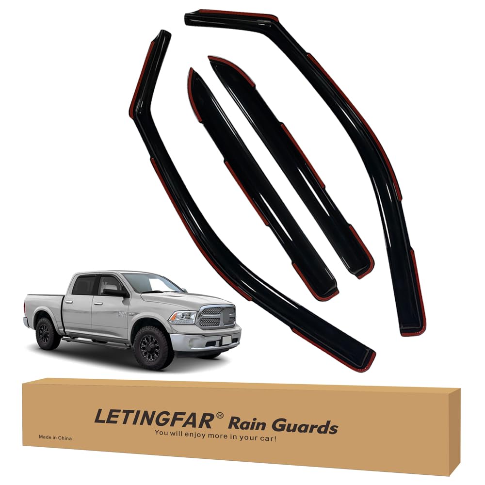 in-Channel Rain Guards for Dodge RAM 1500 2009-2018 Crew Cab, Side Window Deflectors, Window Visors for Dodge RAM 1500,for RAM C