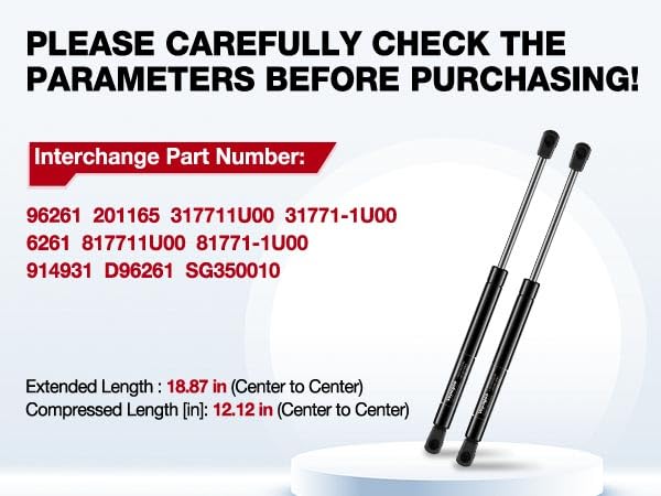 Vepagoo 6261 Rear Hatch Struts For 2011 2012 2013 2014 Kia Sorento Sport Utility 4-Door Liftgate-W/O Power Lift Gate, Rear Shock