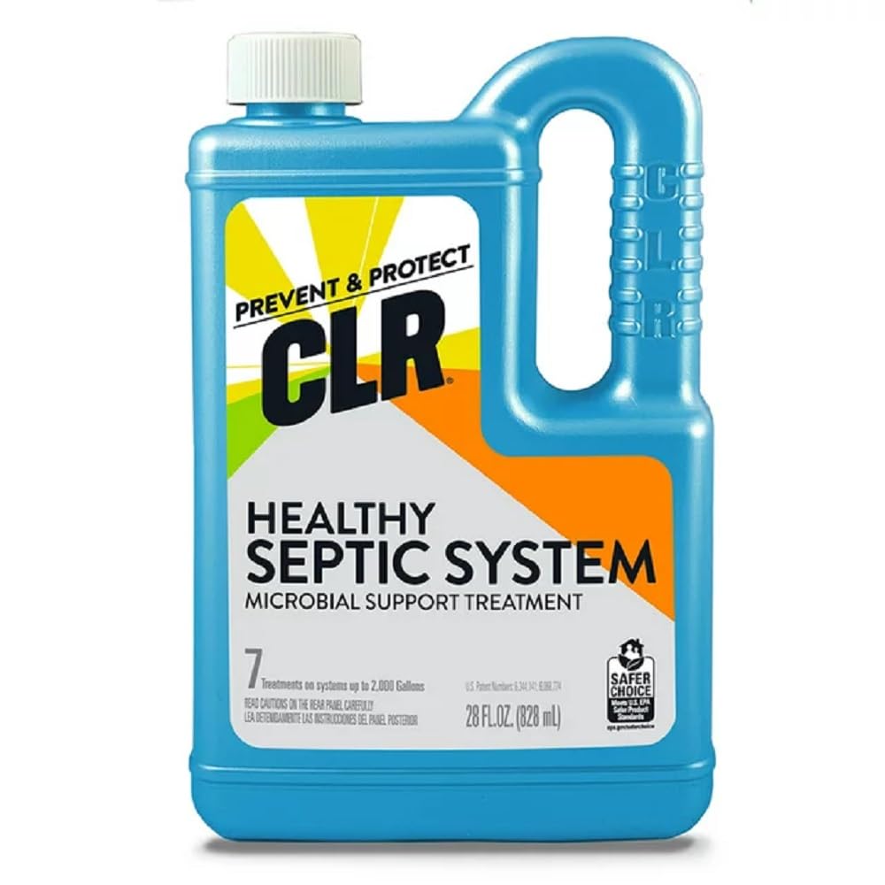 CLR Healthy Septic System, Microbial Support Treatment, 28 Ounce Bottle,Light Blue