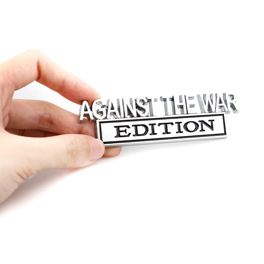 Carrun 2 Pcs Aginst The War Edition Emblem Car Side Rear Front Hood Trunk Door Badge 3D Decal Sticker Fit For Car Truck Suv (Agi