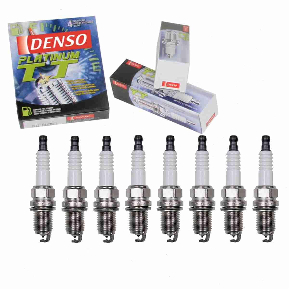 8 pc DENSO Platinum TT Spark Plugs compatible with Toyota Sequoia 4.7L V8 2001-2009
