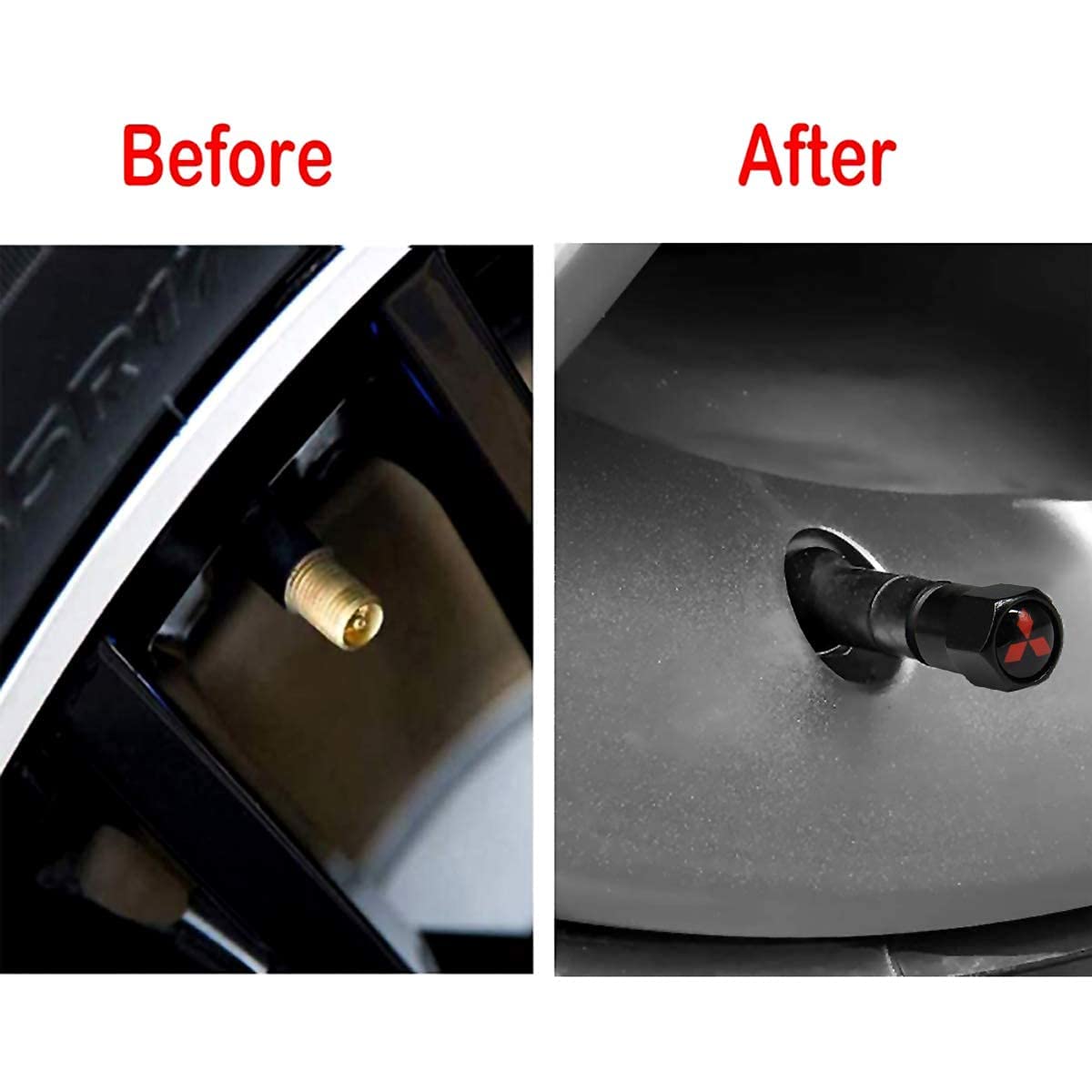 Hisport Hex 016 Black 4Pcs Universal Car Tire Valve Stem Caps Air Cover Fit Mitsubishi Accessories