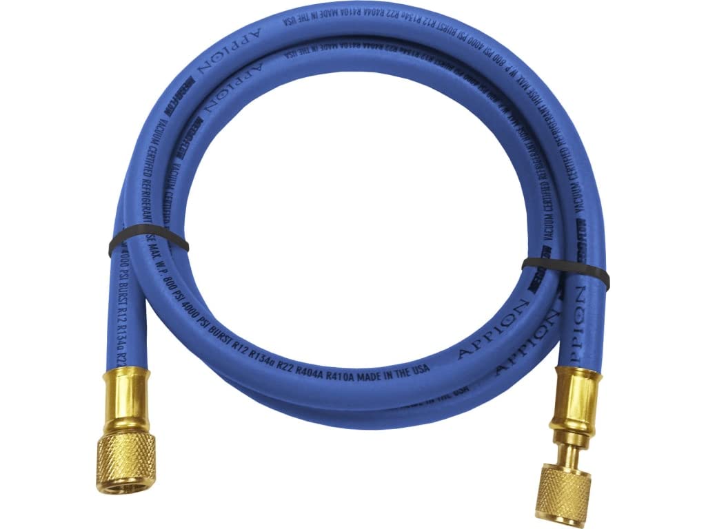 Appion 9802805 Mh380006Eab 3/8 Diameter Hose, 3/8 Fl To 1/4 Fl Vacuum Certified Refrigerant Hose, 6', Blue