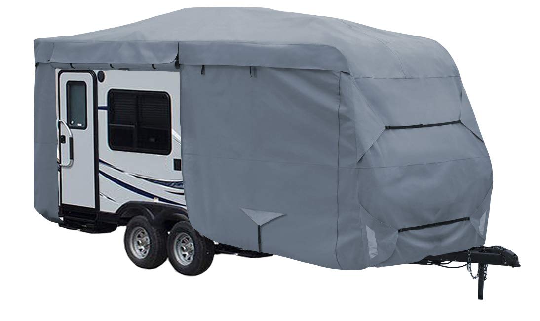 GEARFLAG Travel Trailer RV Cover fits 22' -24' Reinforced Windproof Side-Straps Anti-UV Water-Resistance Multi-Layers Heavy Duty