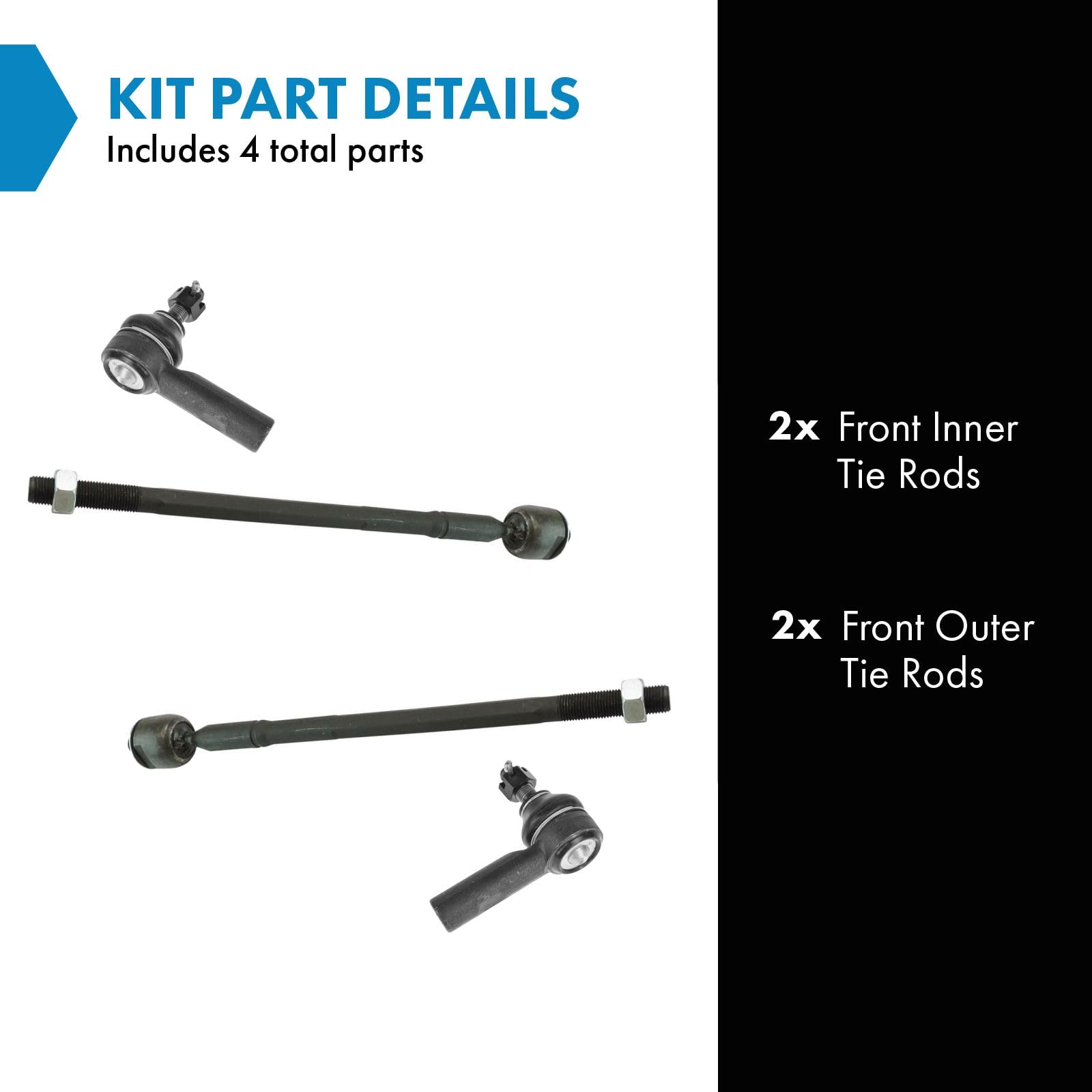 Trq Front Tie Rod Set Compatible With 1999-2003 Lexus Rx300
