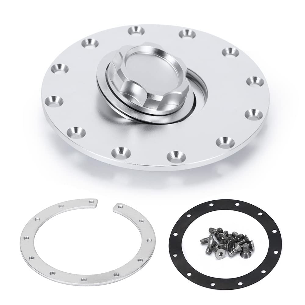 Ptnhz Universal Billet Aluminum Fuel Cell Cap Embedded Auxiliary Oil Tank Cover Flush Mount With 12 Hole Cell Bung And Gasket