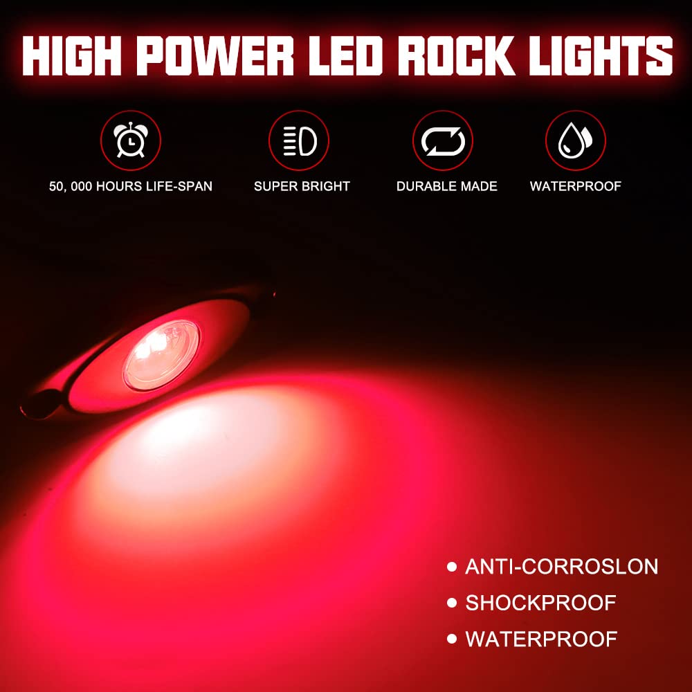 Sunpie 12 Pods Red Rock Lights Kits For Off Road Truck Car Atv Suv Motorcycle Under Body Glow Light Lamp Trail Fender Lighting,