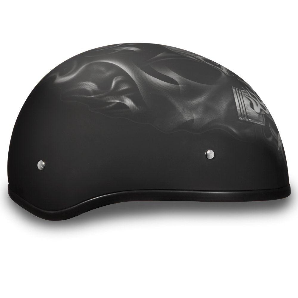 Daytona Helmets Motorcycle Half Helmet Skull Cap- Pistons Skull 100% Dot Approved