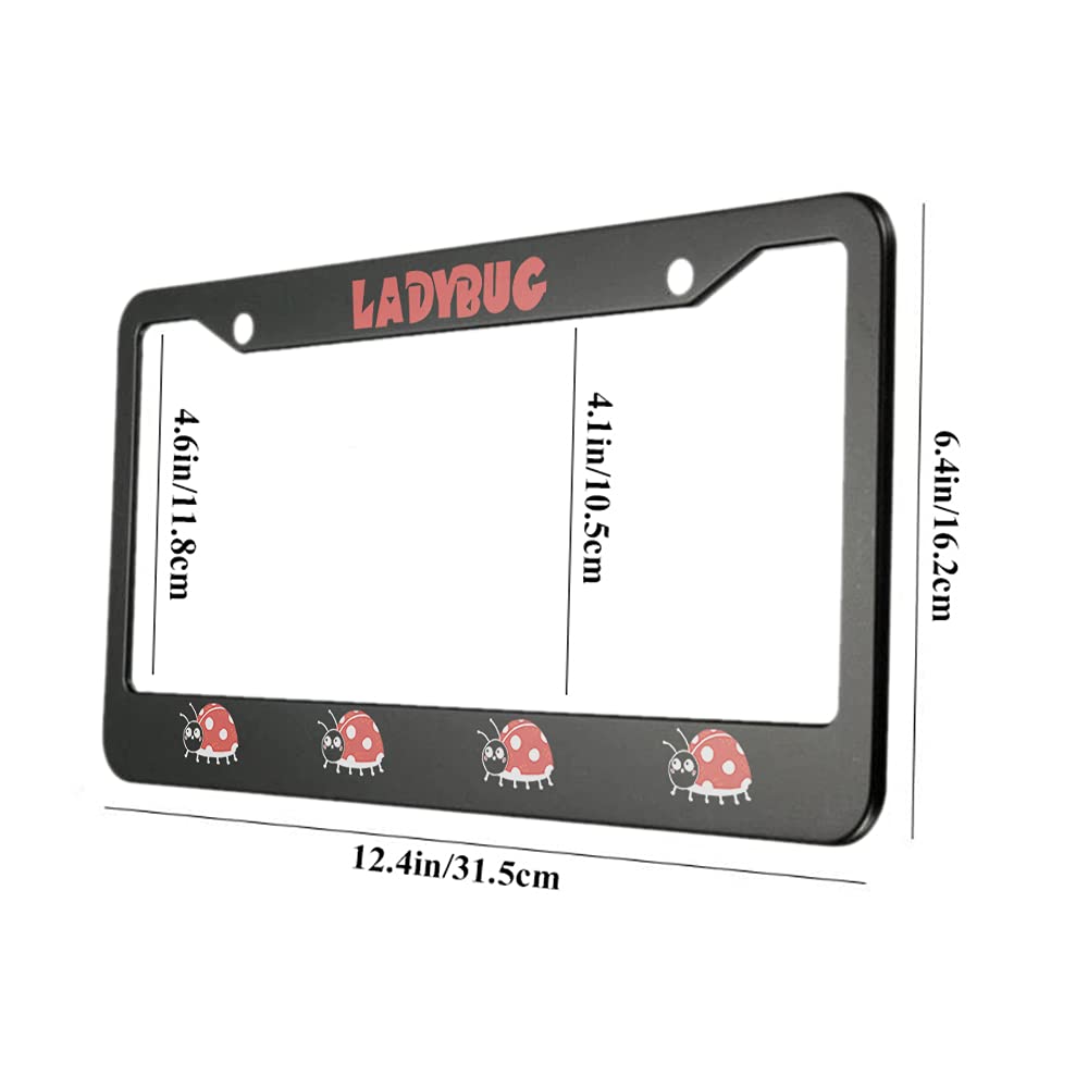 Ofloral Ladybug Aluminum Alloy License Plate Frame Four Red Ladybugs Lined Up Crawled In The Same Direction Applicable To Us Sta