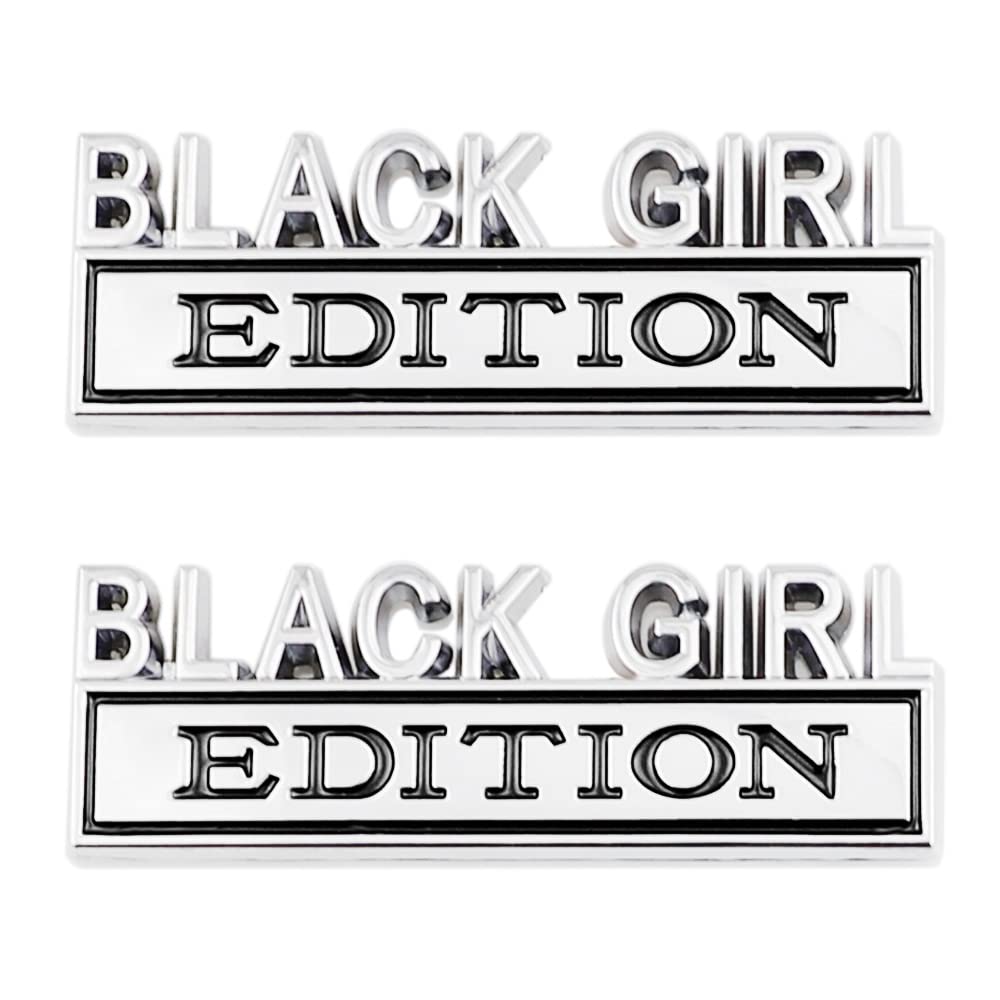 CARRUN 2 Pcs Black Girl Edition Emblem Car Side Rear Front Hood Trunk Door Badge 3D Decal Sticker Fit for Car Truck SUV (Black G