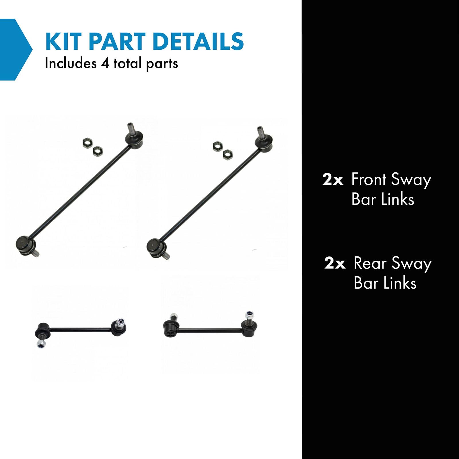 Trq Front & Rear Sway Bar Stabilizer Link Set Compatible With 2007-2013 Acura Mdx 2010-2013 Zdx 2009-2015 Honda Pilot