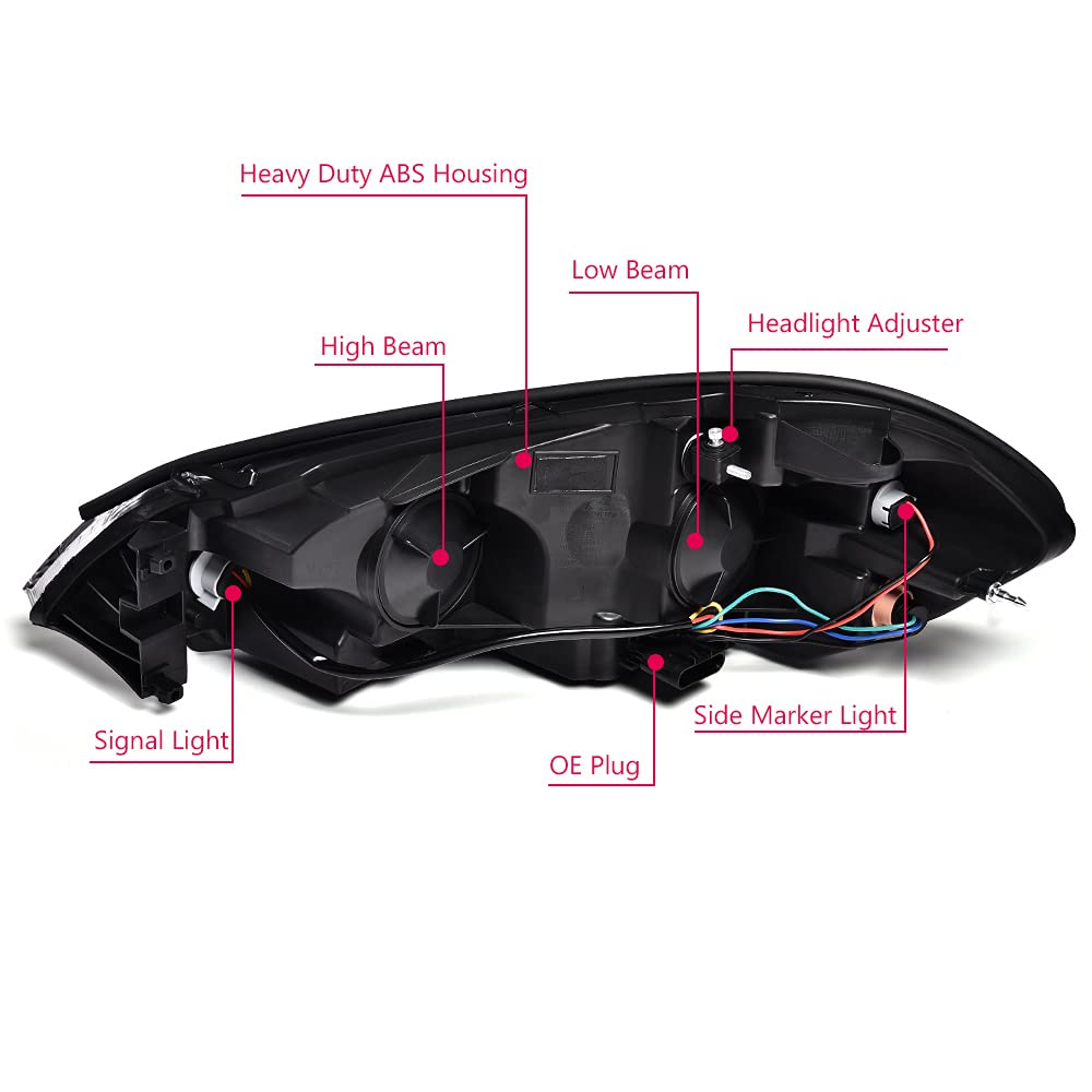 Cheda Headlights Assembly, Compatible With 2006-2016 Chevy Impala 2006-2007 Chevy Monte Carlo Chrome Housing Amber Corner Headli