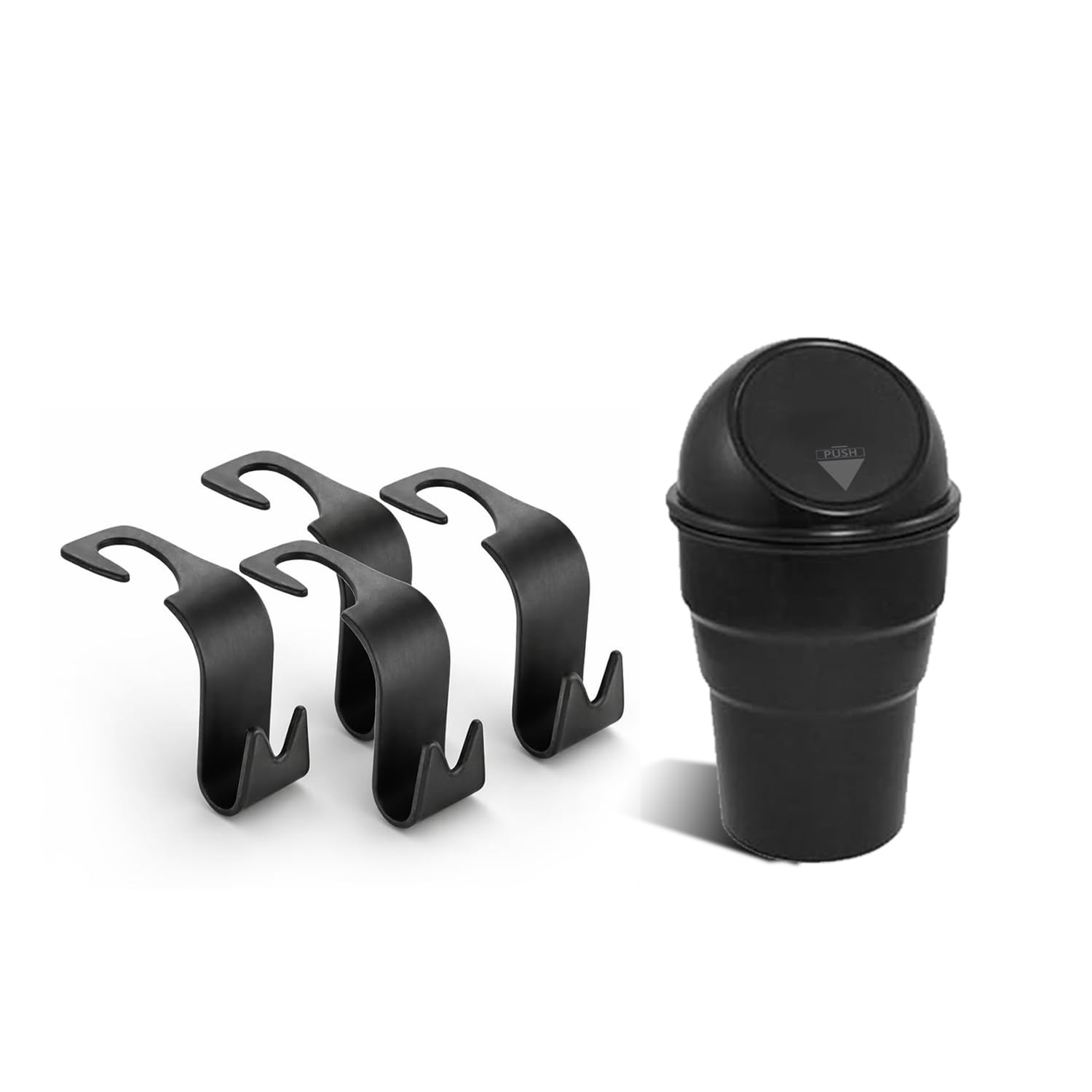 Gambit Combo Of Car Accessory - Car Backrest Hanger With Headrest Support Stand For Driver Comfort & Posture (4 Pc) & Mini Car D