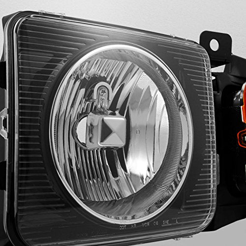 Akkon - For Hummer H3 | H3T Black Amber Headlights Head Lamps Driver Left + Passenger Right Side Replacement Set