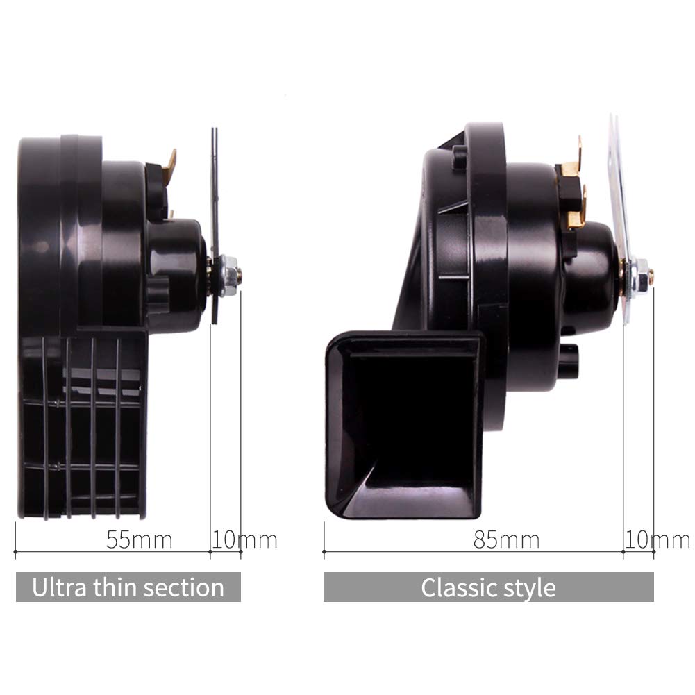 Farbin Compact Horn 12V Waterproof Car Horns Loud Dual-Tone Electric Snail Horn Kit Universal For Any 12V Vehicles