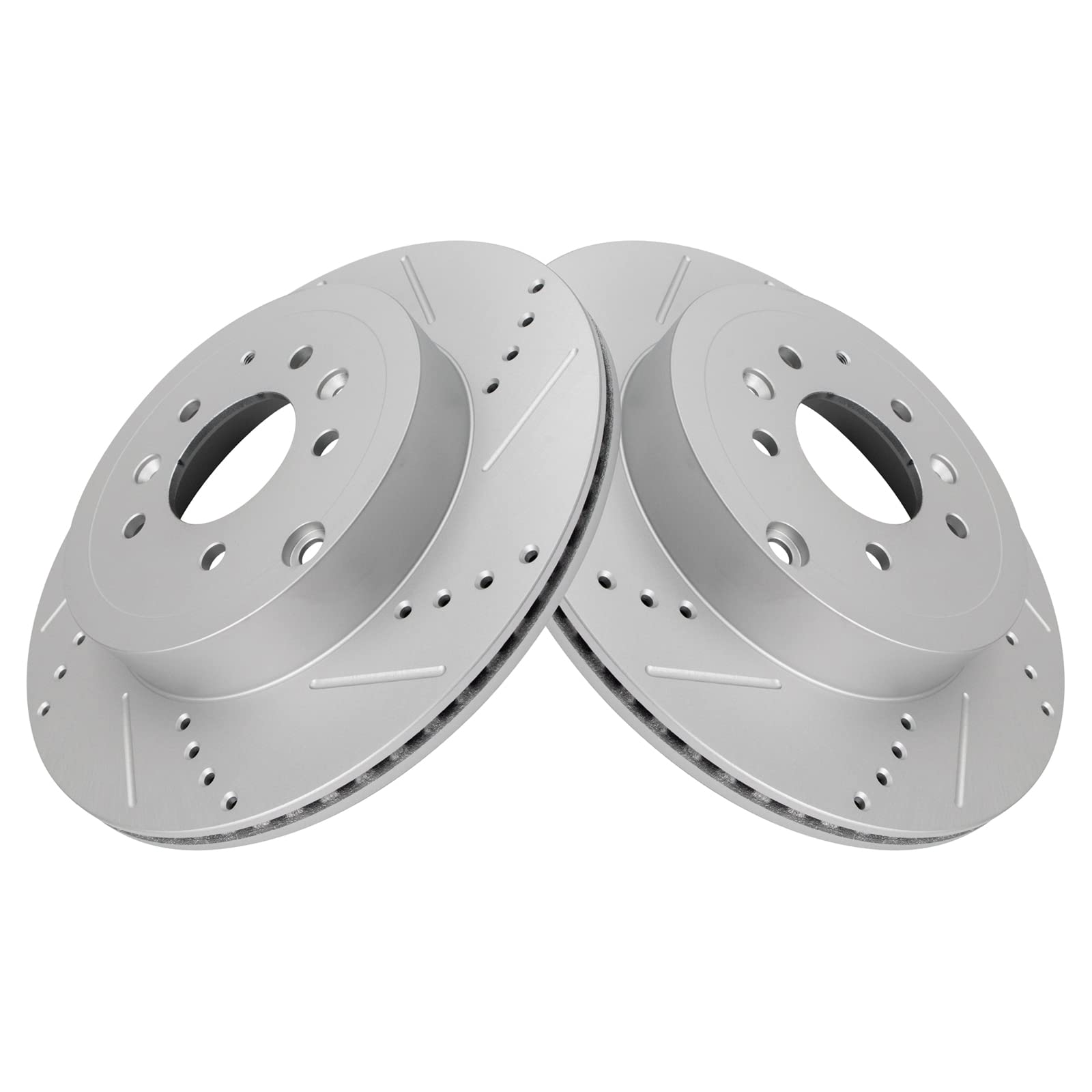 Trq Rear Performance Brake Rotors Set Premium G-Coated Cross Drilled & Slotted Compatible With 2007-2015 Mazda Cx-9