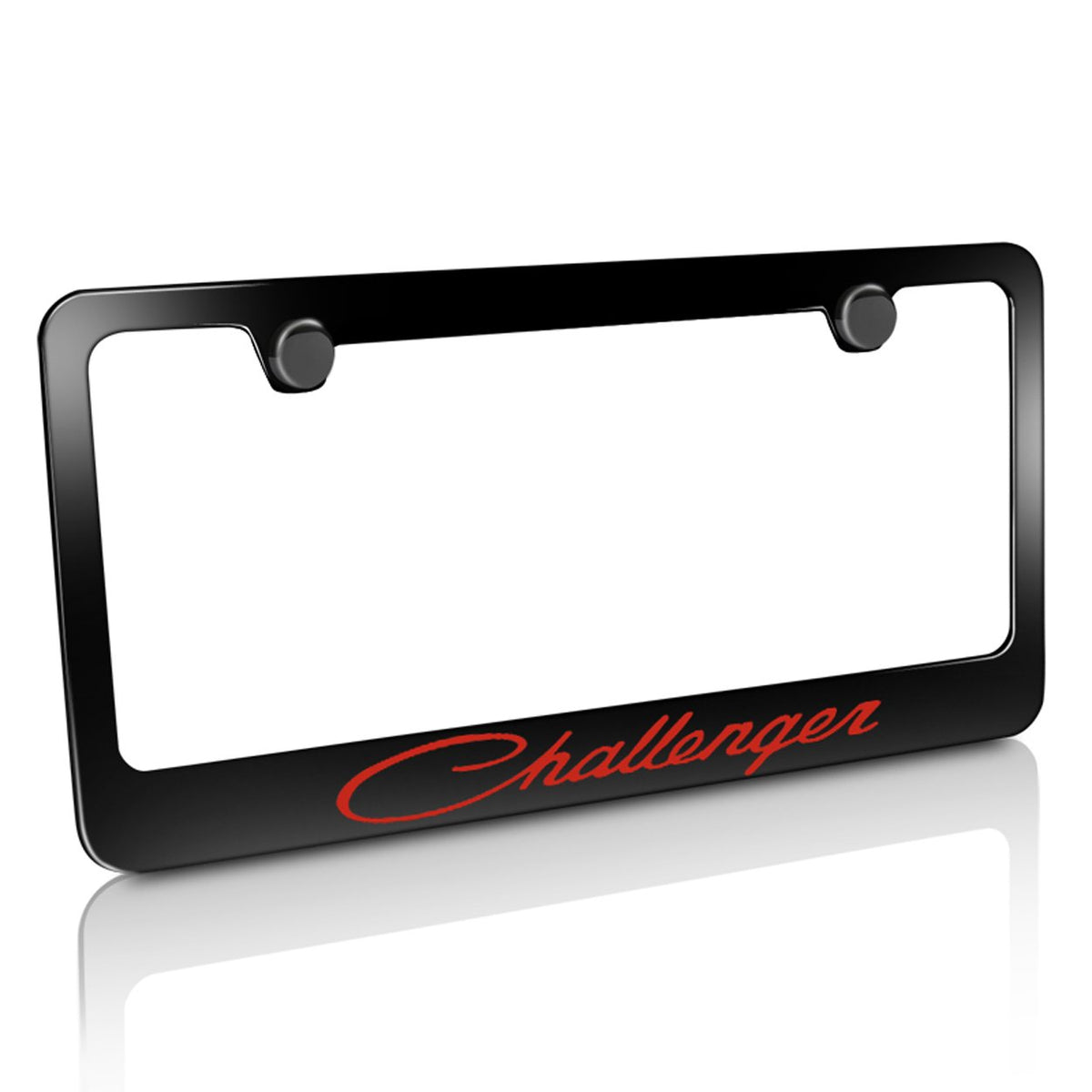 Dodge Challenger In Red Black Metal License Plate Frame
