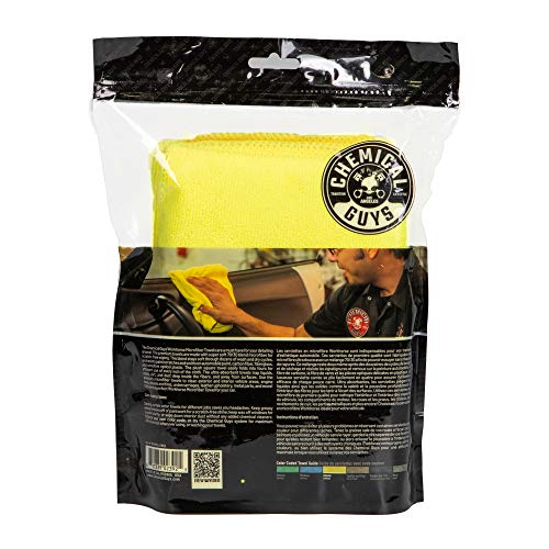 Chemical Guys Micyellow03 Workhorse Professional Microfiber Towel, Yellow (Safe For Car Wash, Home Cleaning & Pet Drying Cloths)