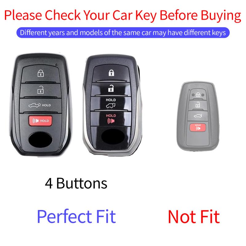 Hoespen For Toyota Key Fob Cover Tpu With Keychain Key Case Holder Full Protection For 2019-2024 Venza, Rav4 Prime, Land Cruiser
