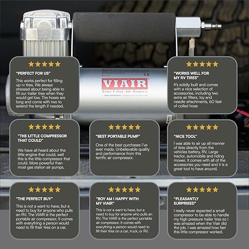 Viair 400P-Rv/40047 Automatic Portable Compressor, Tire Inflator Kit, Air Compressor For Rv, Truck, Jeep, And Suv Tires, Portabl
